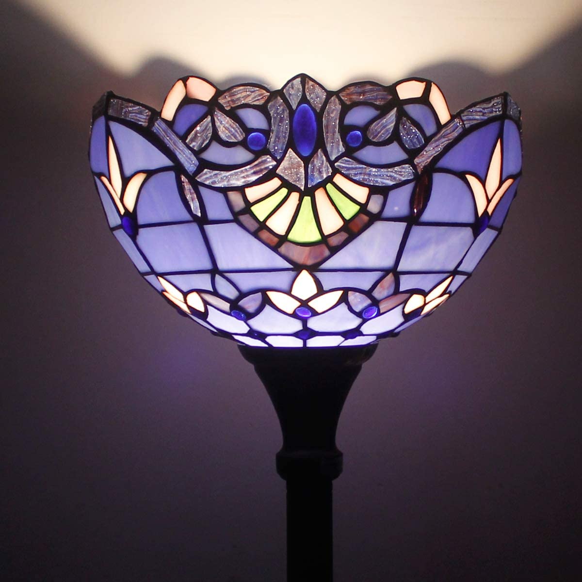 BBNBDMZ Tiffany Floor Lamp Blue Purple Baroque Stained Glass Light 12X12X66 Inch Pole Torchiere Standing Corner Torch Uplight Decor Bedroom Living Room  Office S003C Series