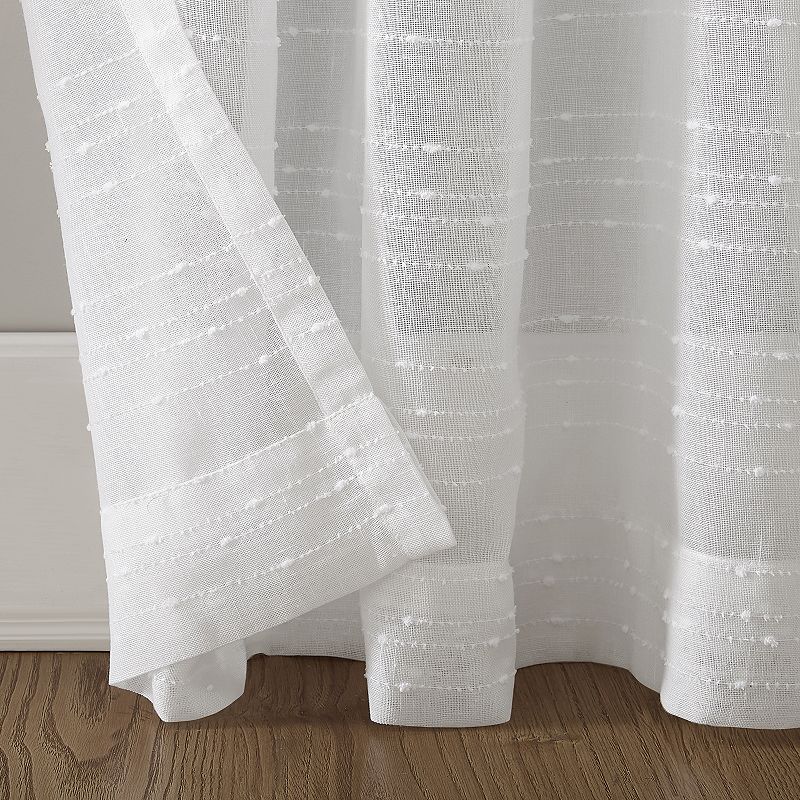 Clean Window Textured Slub Stripe Anti-Dust Window Curtain