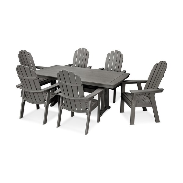 POLYWOOD Vineyard Adirondack Chair 7Piece Nautical Trestle Dining Set