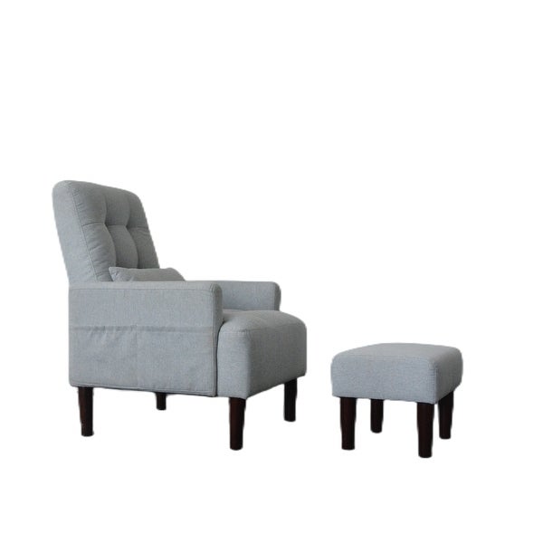 Gray Fabric Leisure Accent Sofa Chair with Ottoman Adjustable