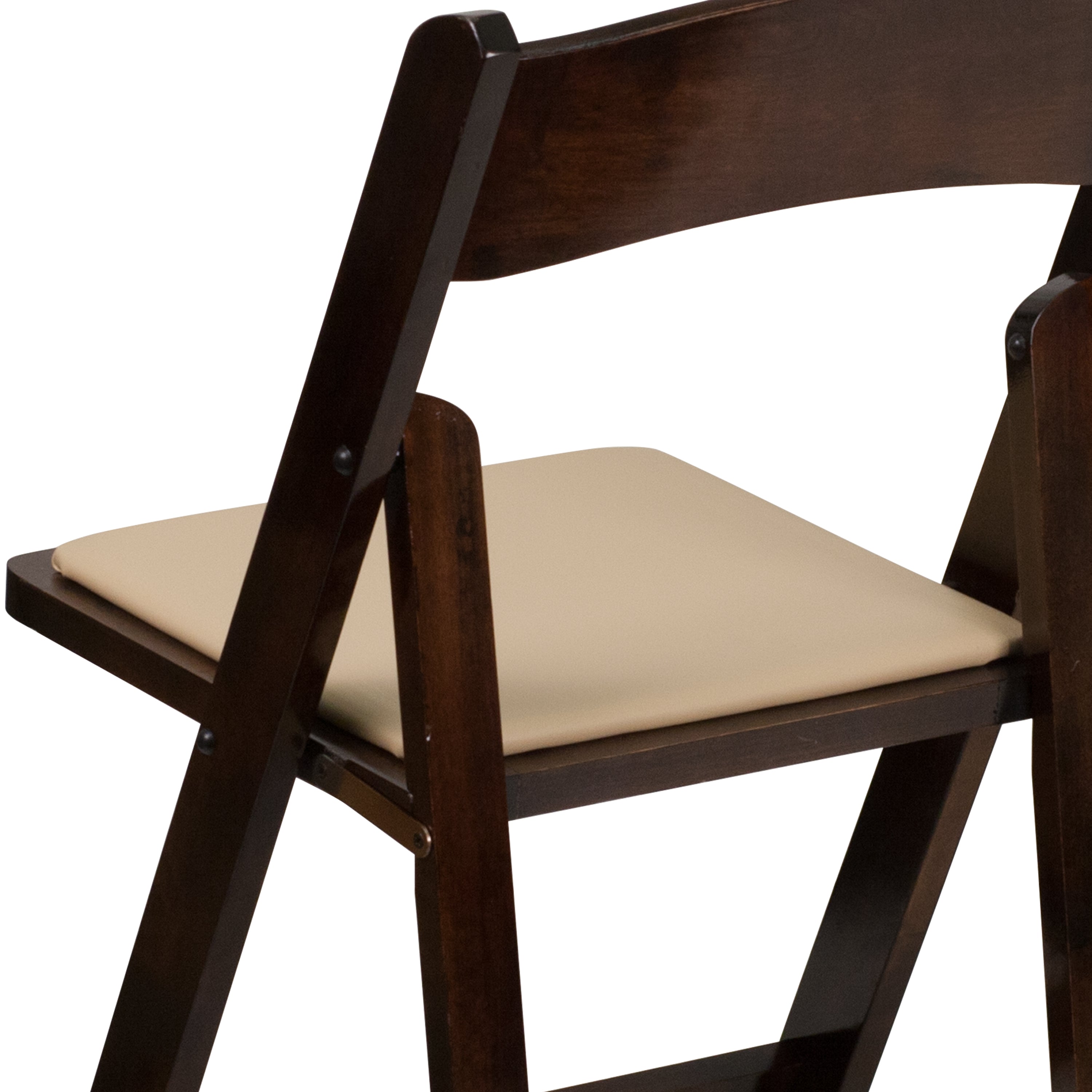 BizChair 4 Pack Fruitwood Wood Folding Chair with Vinyl Padded Seat