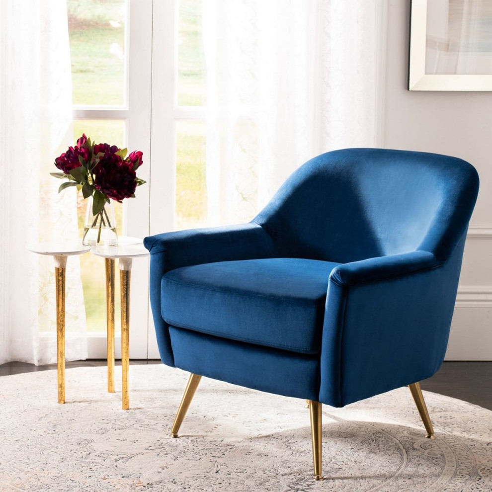 Meredith Mid Century Arm Chair Navy/Brass   Midcentury   Armchairs And Accent Chairs   by V.S.D Furniture  Houzz