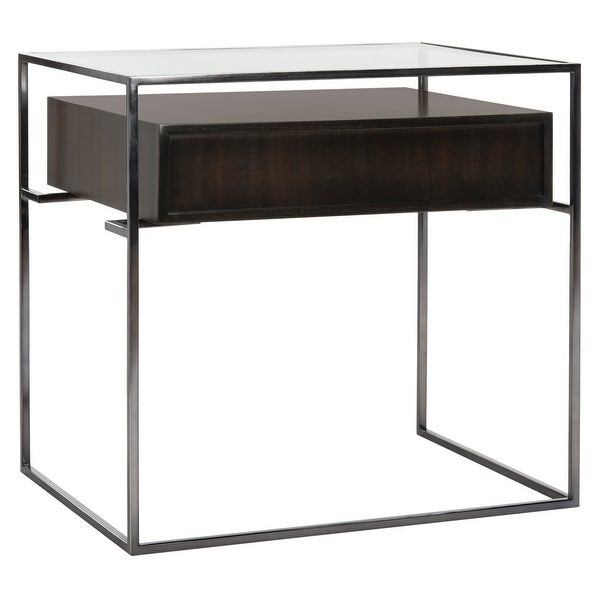 SAFAVIEH Couture High Line Collection Modern Caelan Glass Brown Accent Table - 23.5