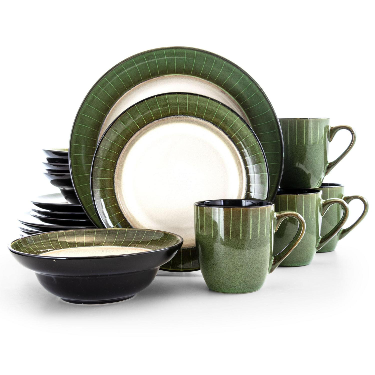 Elama Grand Jade 16 Piece Stoneware Dinnerware Set  Crowdfused