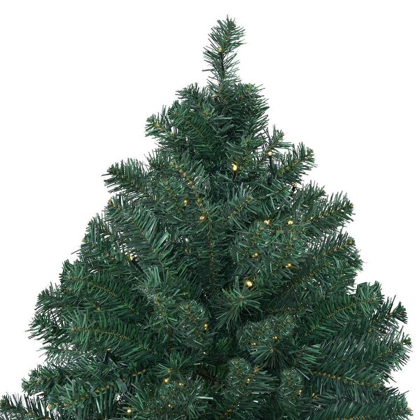 Costway 7Ft PreLit PVC Artificial Christmas Tree Hinged w/ 300 LED