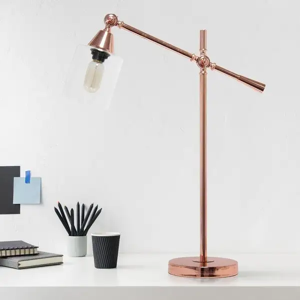 Elegant Designs Tilting Arm Desk Lamp， Rose Gold - 7.25x19.75x28