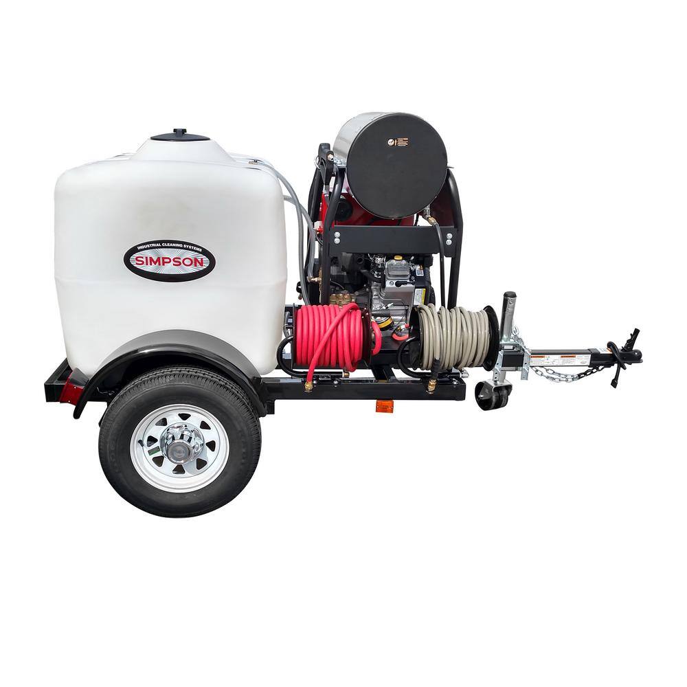 SIMPSON Mobile Trailer 4000 PSI 4.0 GPM Gas Hot Water Professional Pressure Washer with VANGUARD V-Twin Engine 95006