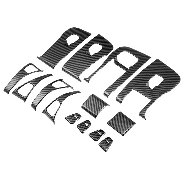 Unique Bargains Window Control Panel Door Lock Switch Cover Trim For Model 3 Model Y 2021 2022 Carbon Fiber Pattern 1 Set