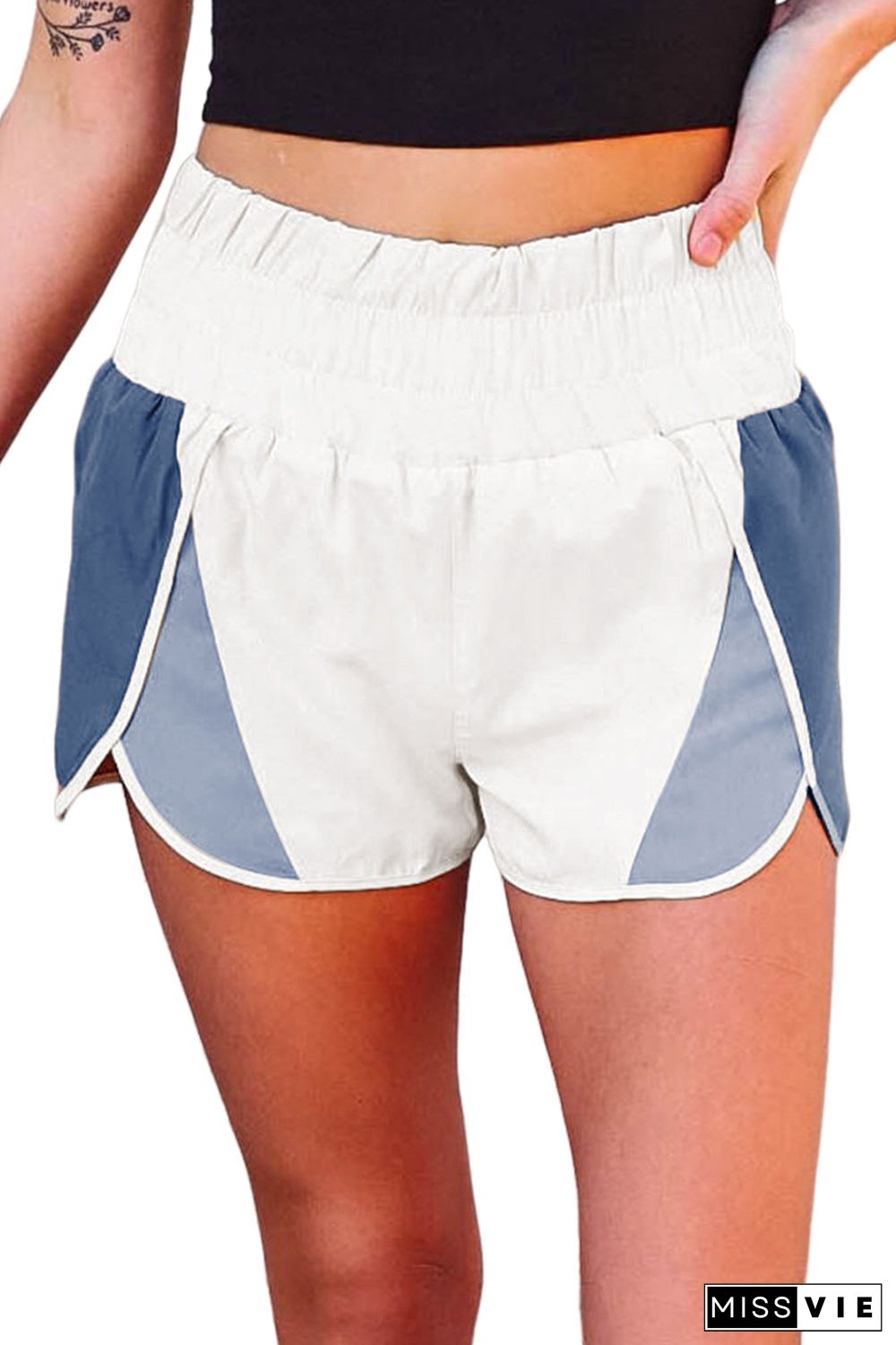 Color Block Split High Waist Shorts