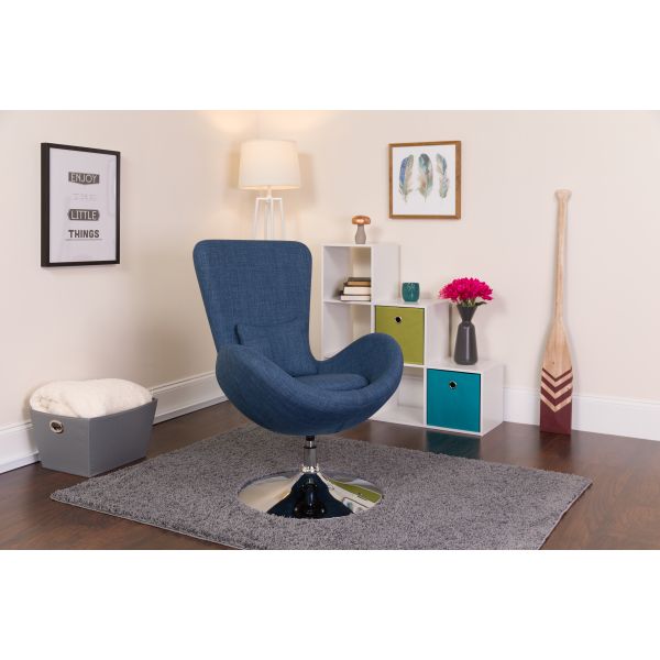 Flash Furniture Blue Fabric Egg Series Reception-Lounge-Side Chair