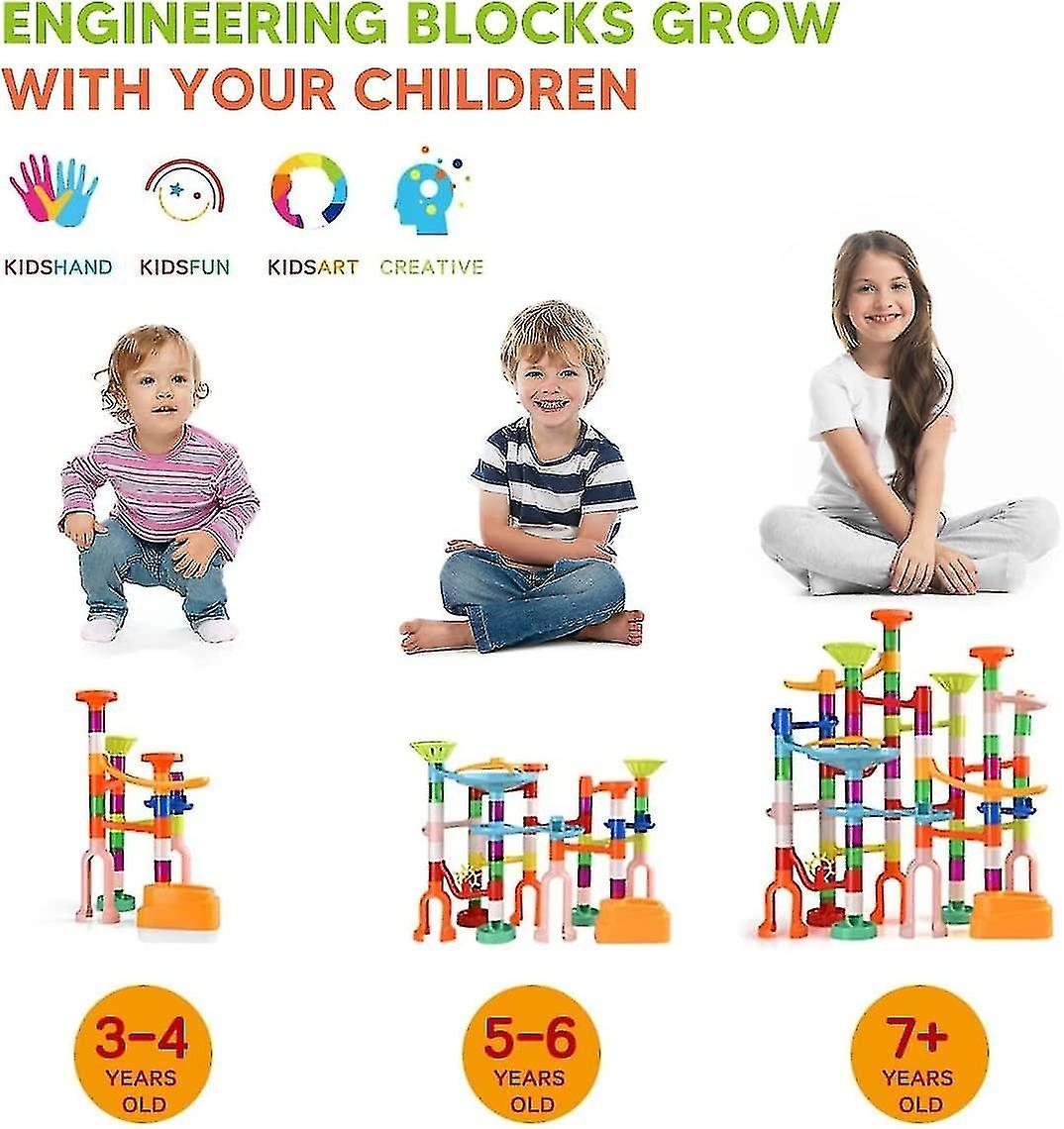 Marble Run Set 135 Pcs， Innovative Various Track Shape， Building Blocks Construction Toy Stable， Ste