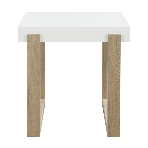 Shay 22 Inch Side End Table， Thick Rectangular Tabletop， High Gloss White