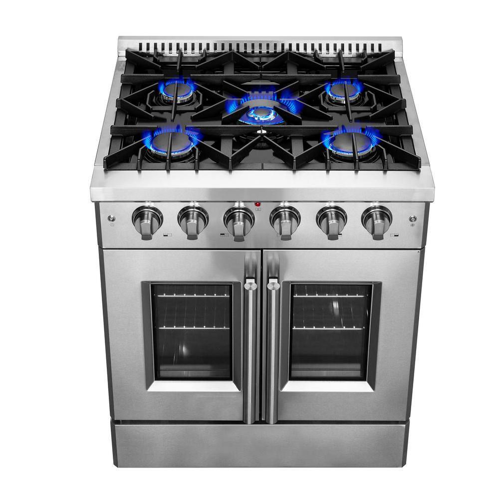 Forno Alta Qualita 30 in. Pro Style French Door Gas Range with 5 Defendi Italian Buner in Stainless Steel FFSGS6444-30