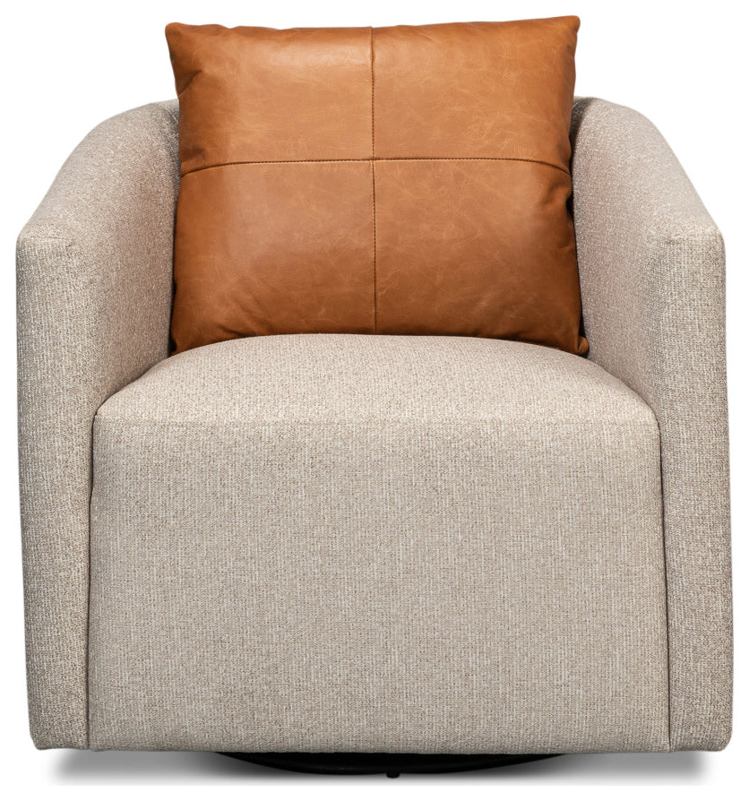 Bronson Swivel Club Chair in Beige Performance Fabric   Traditional   Armchairs And Accent Chairs   by Sideboards and Things  Houzz