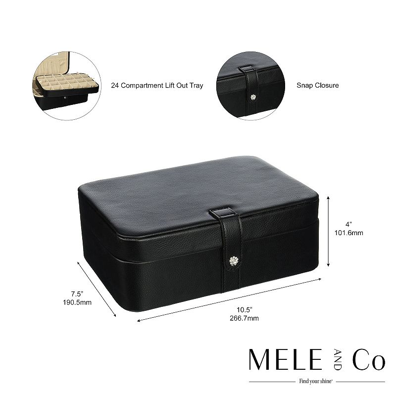 Mele and Co. Black Faux Leather Lila 48 Section Earring and Ring Holder Jewelry Box