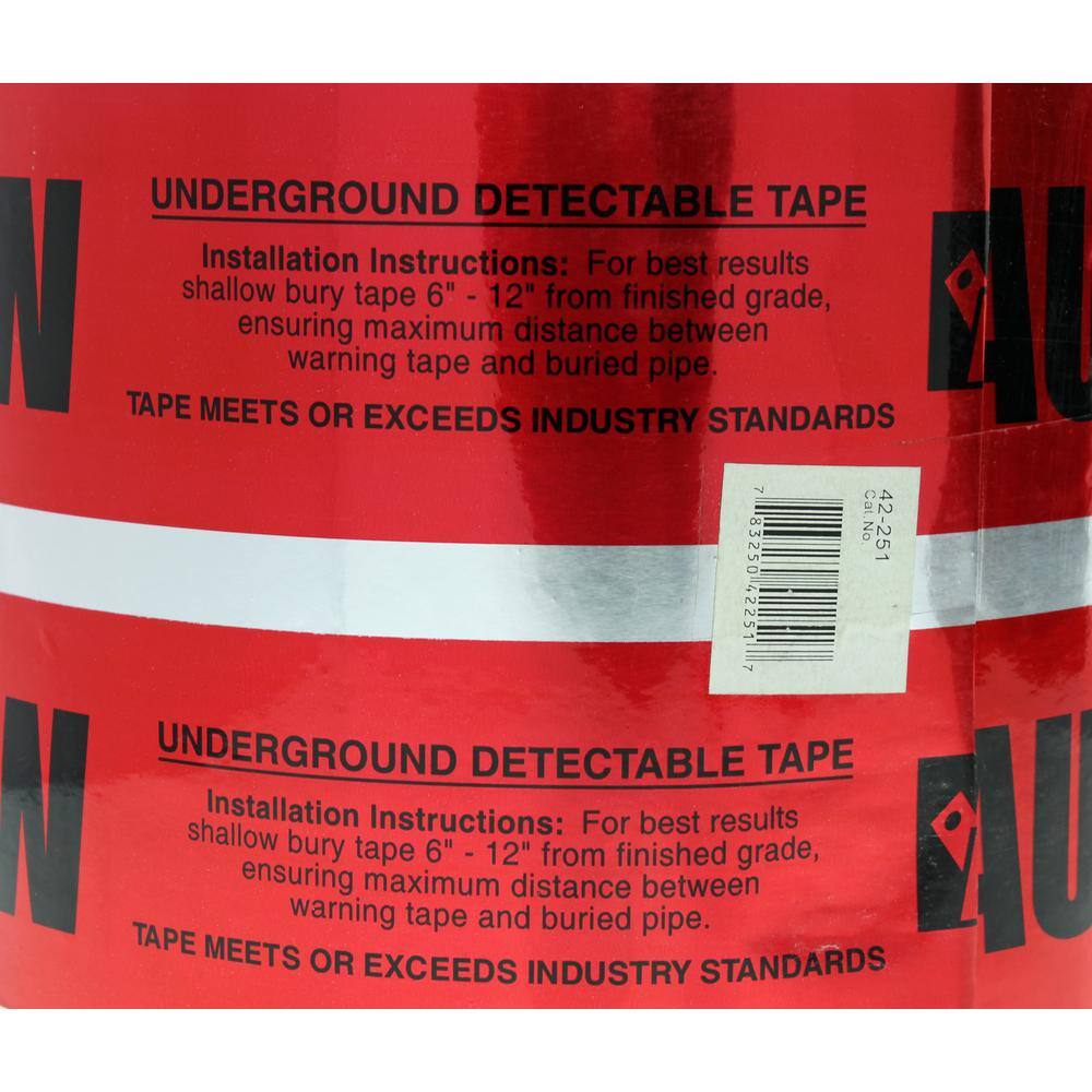 IDEAL 6 in. x 1000 ft. Detectable Underground Caution Tape for Buried Electrical Service Lines Red 42-251