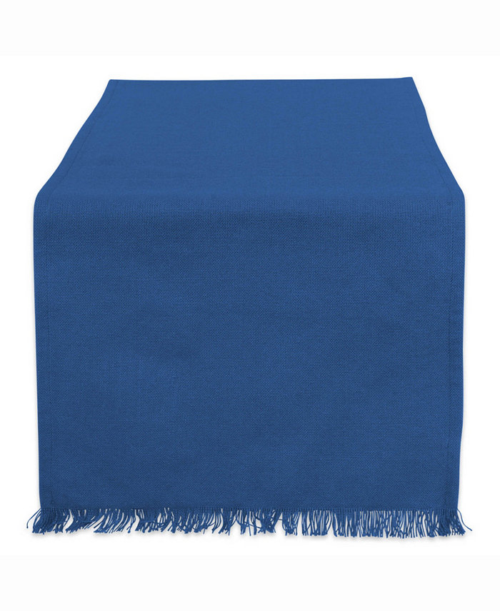 Design Imports Solid Navy Heavyweight Fringed Table Runner 14 X 72