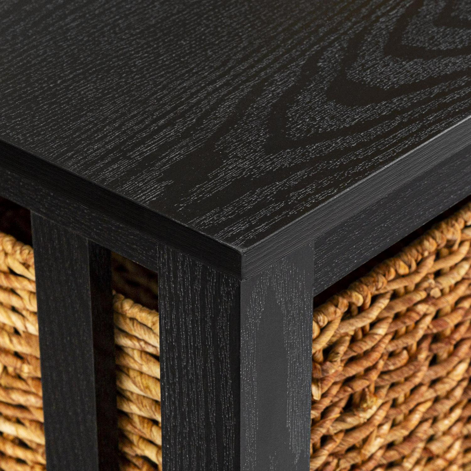 Woven Paths Traditional Storage Coffee Table with Bins， Black