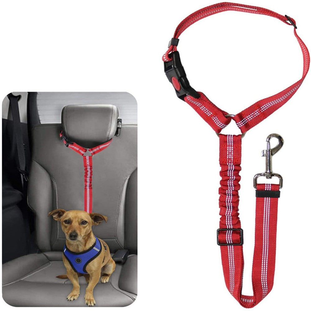 Yannee Headrest Anti Shock Pet Dog Car Seat Belt Bungee Lead Travel Safety Harness，Red