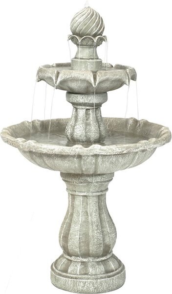 Sunnydaze Decor 2-Tier Solar Outdoor Water Fountain