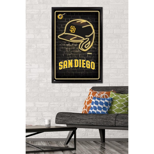 Trends International Mlb San Diego Padres Neon Helmet 23 Framed Wall Poster Prints