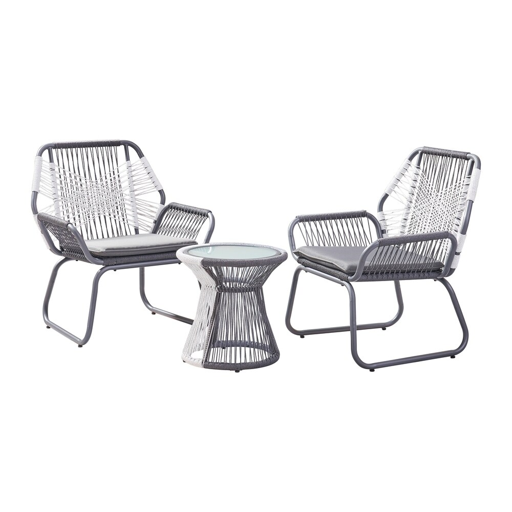 Idaho Outdoor 3 Piece Woven Chat Set by Christopher Knight Home