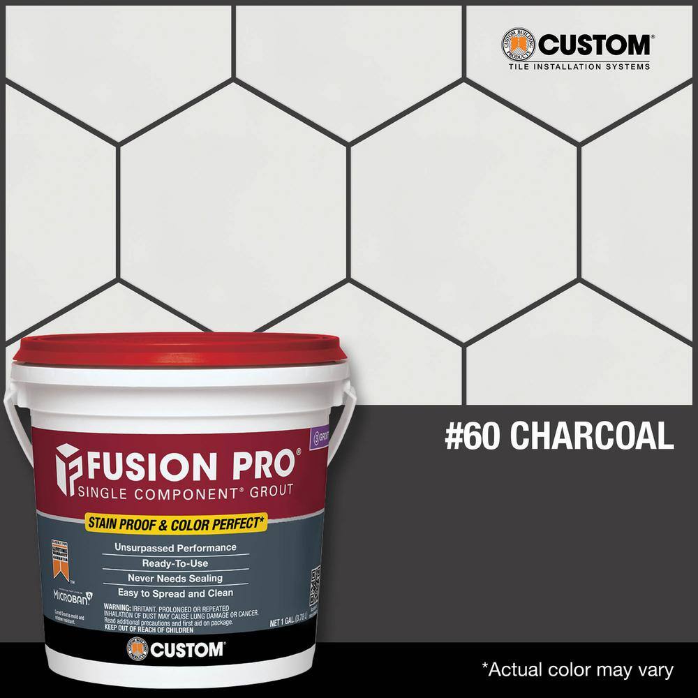 Custom Building Products Fusion Pro #60 Charcoal 1 gal. Single Component Stain Proof Grout FP601-2T