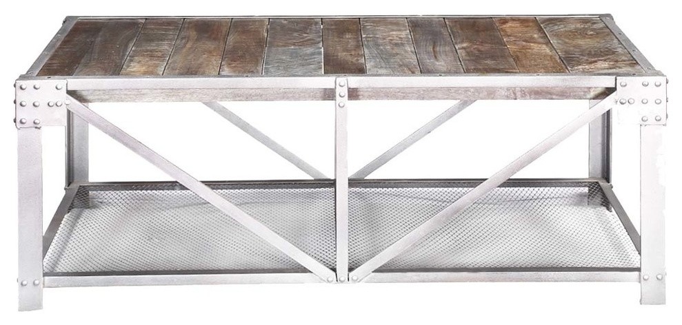 Windsor Mango Wood Industrial Accent Coffee Table with Iron Legs   Industrial   Coffee Tables   by Sierra Living Concepts Inc  Houzz