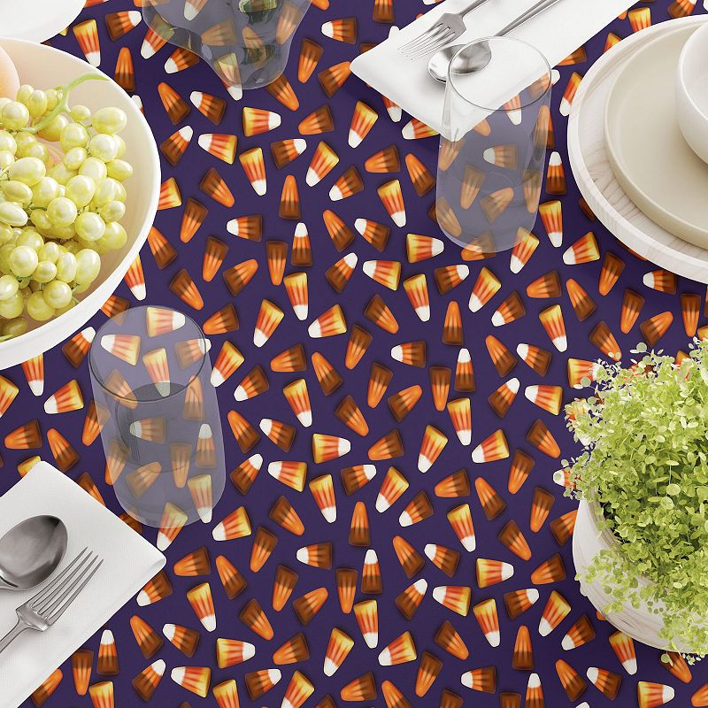 Square Tablecloth， 100% Polyester， 70x70， 3D Candy Corn