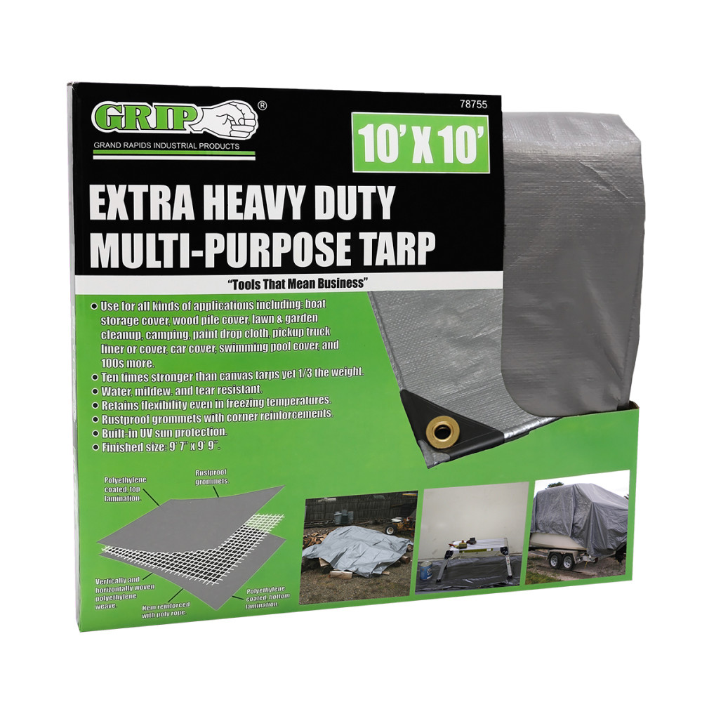 Grip On Tools Tarp 10and#8242; x 10and#8242; Extra Heavy Duty Multi Purpose