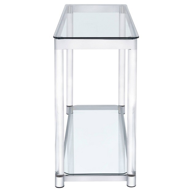 Anne Acrylic Console Sofa Table With Glass Top And Shelf Chrome Coaster