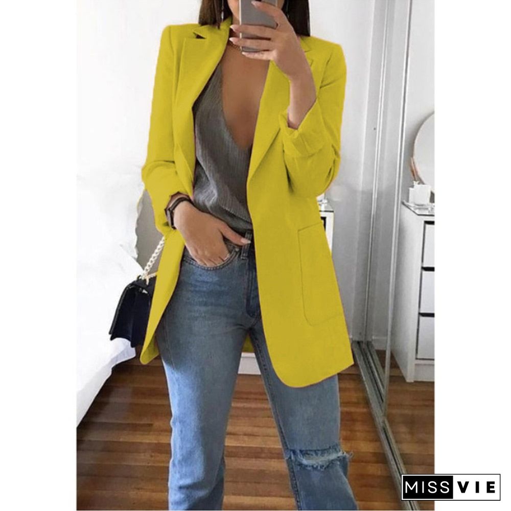 Blazer Women Jackets Summer Ladies Female Coats 5XL Casual Fashion Basic Notched Slim Solid Office Ladies Outwear Loose New