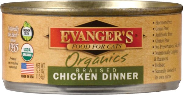 Evanger's Organics Braised Chicken Dinner Canned Cat Food