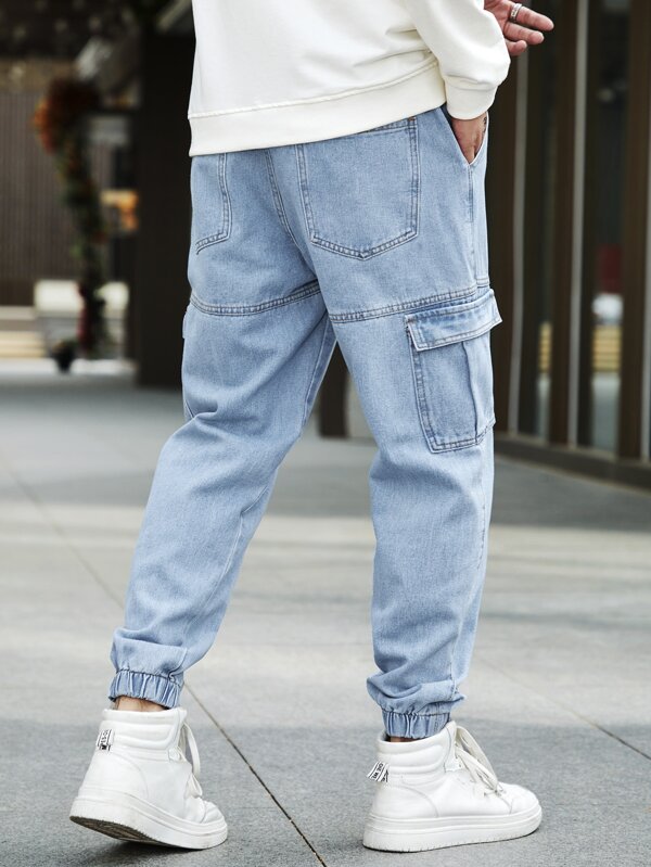 Sporsity Men Cotton Flap Pocket Side Jogger Jeans