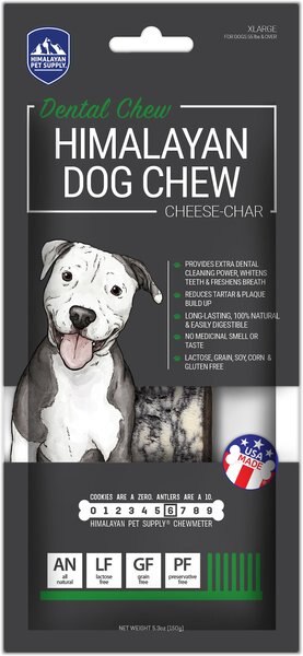 Himalayan Pet Supply Grain-Free Charcoal Cheese Dog Dental Treats， X-Large， 1 count