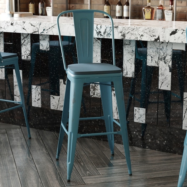 All-Weather Bar Height Stool with Poly Resin Seat