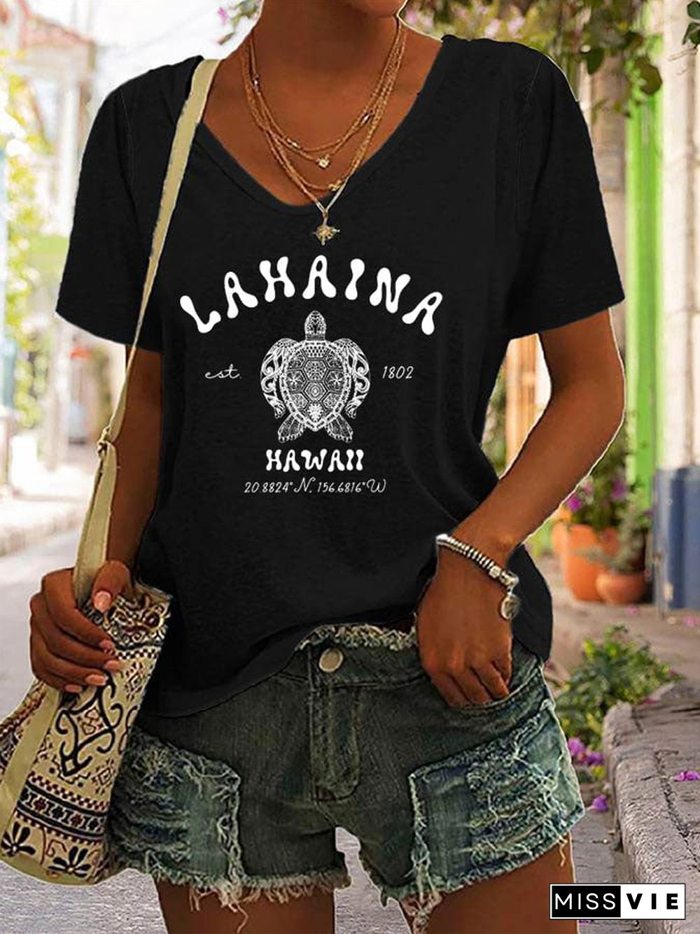 Women's Lahaina Strong Print Casual T-Shirt