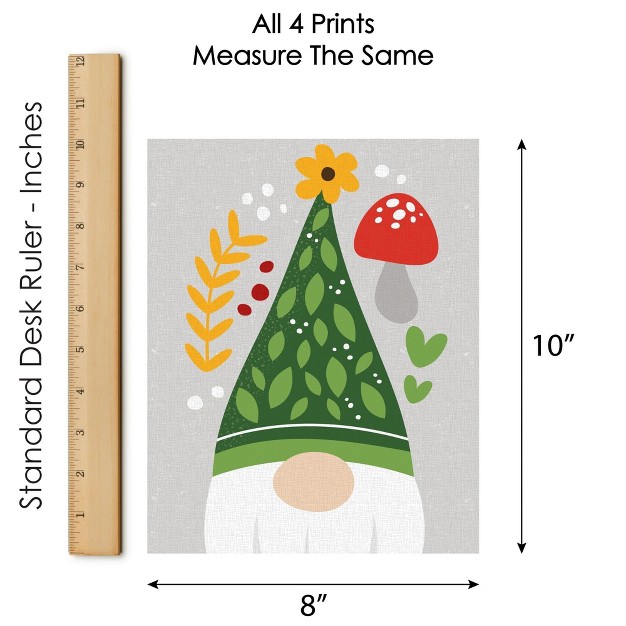 Big Dot Of Happiness Garden Gnomes Unframed Forest Gnome Linen Paper Wall Art Set Of 4 Artisms 8 X 10 Inches