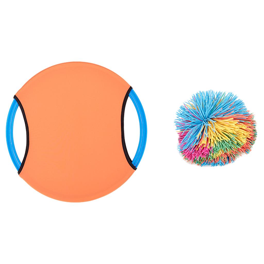 Trampoline Paddle and Ball Game Toss and Outdoor Sports Exercise for Adults Kids Play Outside Orange