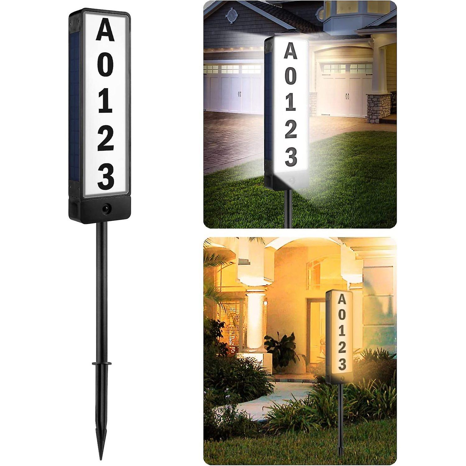 Dexusay Solar Address Sign， Solar House Number Sign For Outside Waterproof， Warm/cool White Lighted House Numbers Led Solar Powered Address Plaques Dr