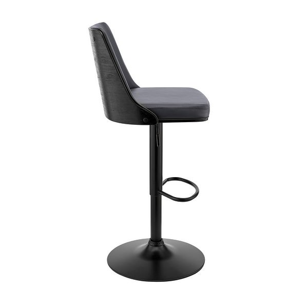 Jacob Adjustable and Swivel Faux Leather and Wood Bar Stool with Metal Base