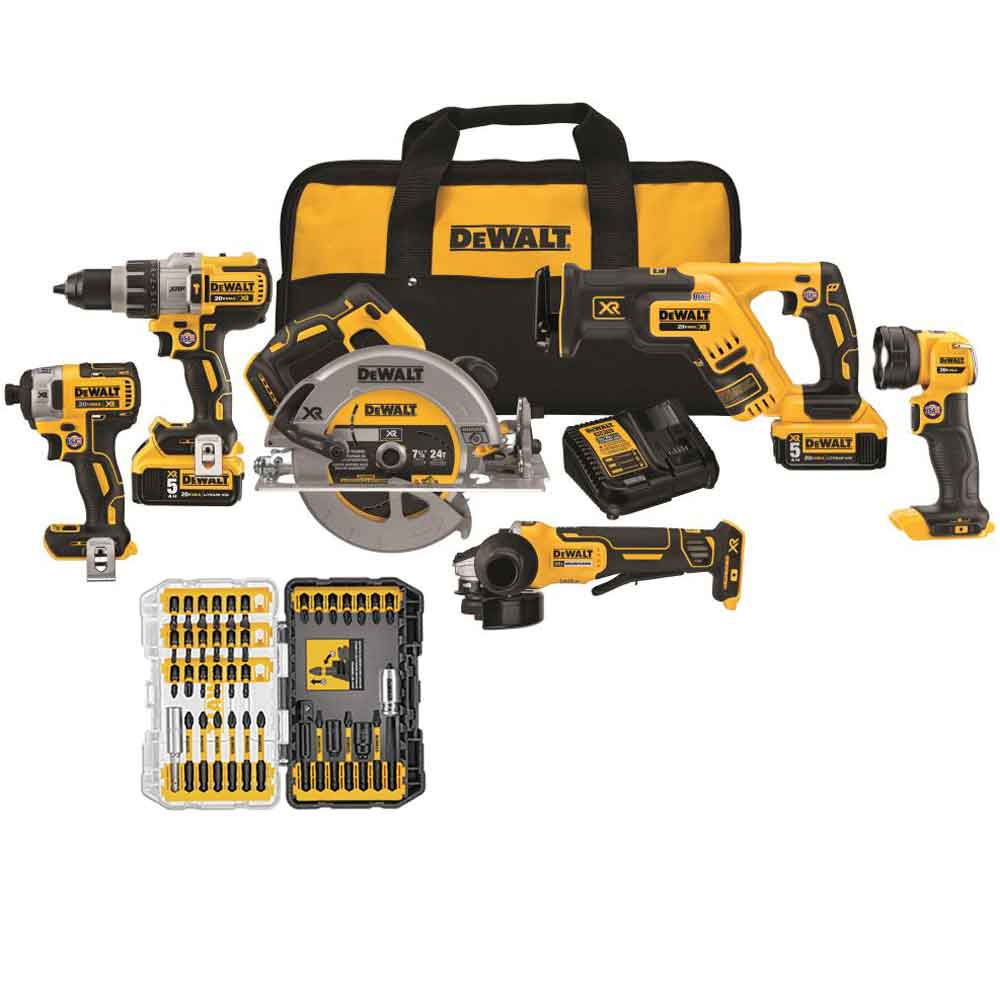 20 V MAX XR Li-ion 6 Tool Combo Kit with 40-Piece Impact Ready Screwdriving Set