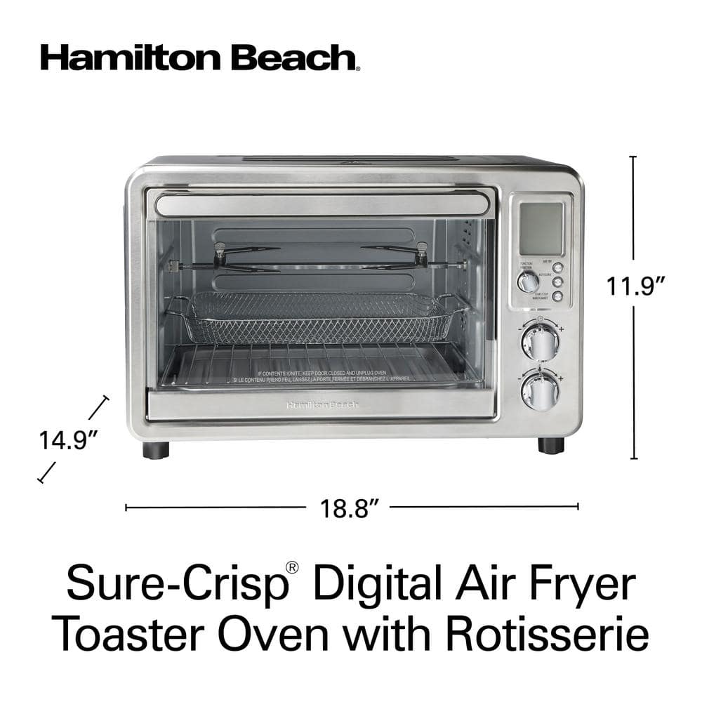 Hamilton Beach Sure-Crisp Digital Air Fryer Toaster Oven with Rotisserie 6 Slice Capacity 31194C