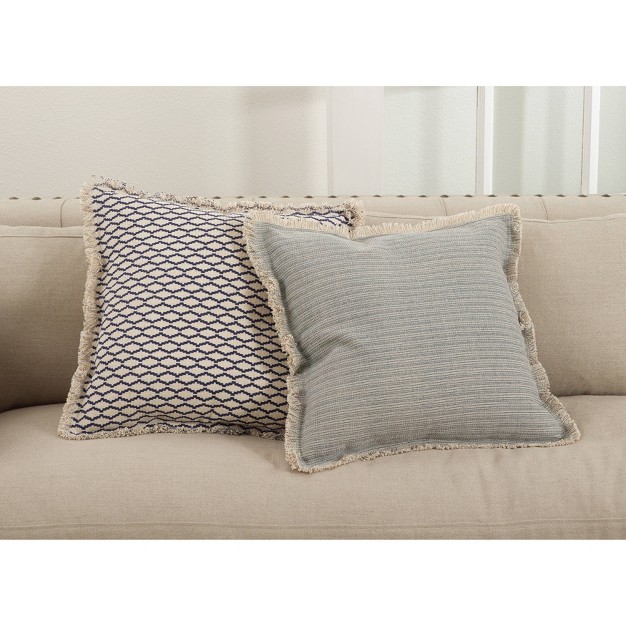 Canberra Fringed Moroccan Throw Pillow Blue gray Saro Lifestyle