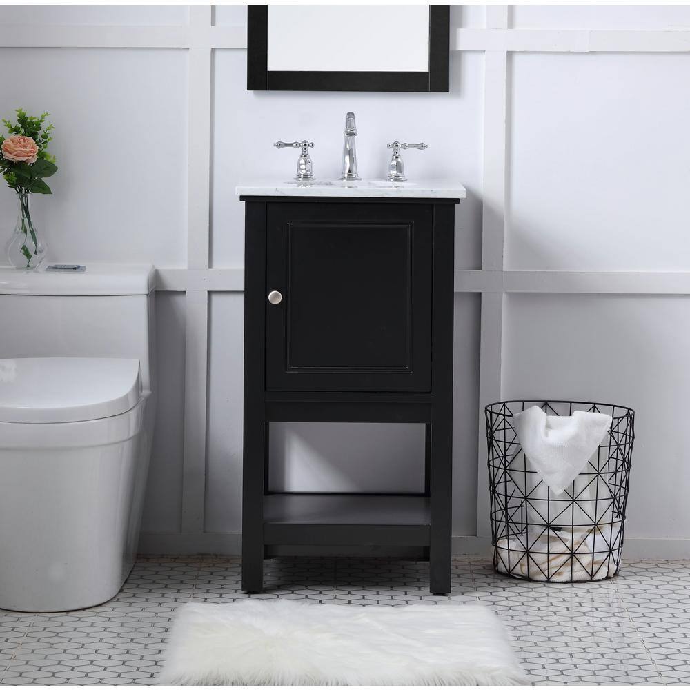 Timeless Home Gina 19 in. W x 18.38 in. D x 33.75 in. H Single Bathroom Vanity in Black with Carrara White Marble TH54019Black