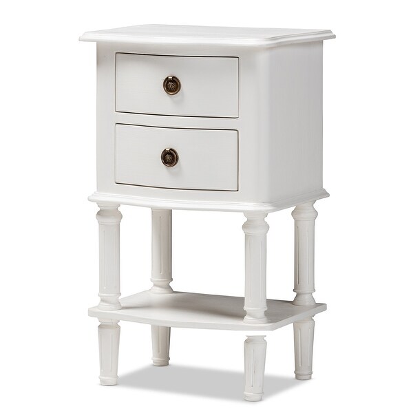 Audrey Country Cottage Farmhouse White Finished 2-Drawer Nightstand - - 35142791