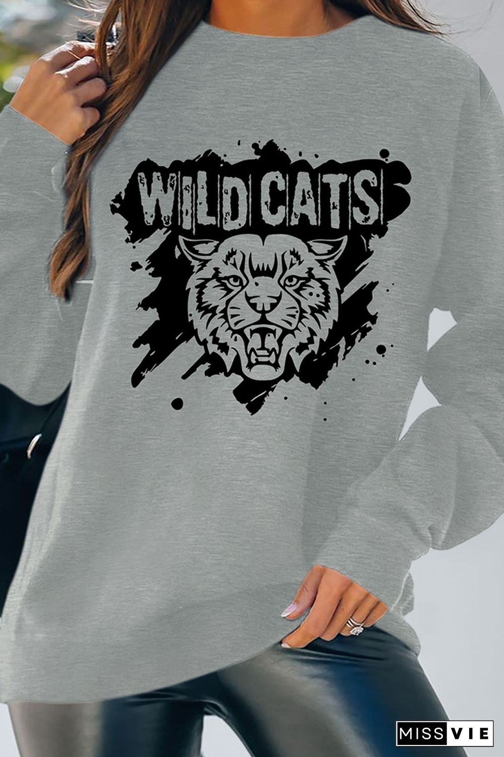 Wildcats Wildcat Print O-neck Long Sleeve Sweatshirts Women Wholesale