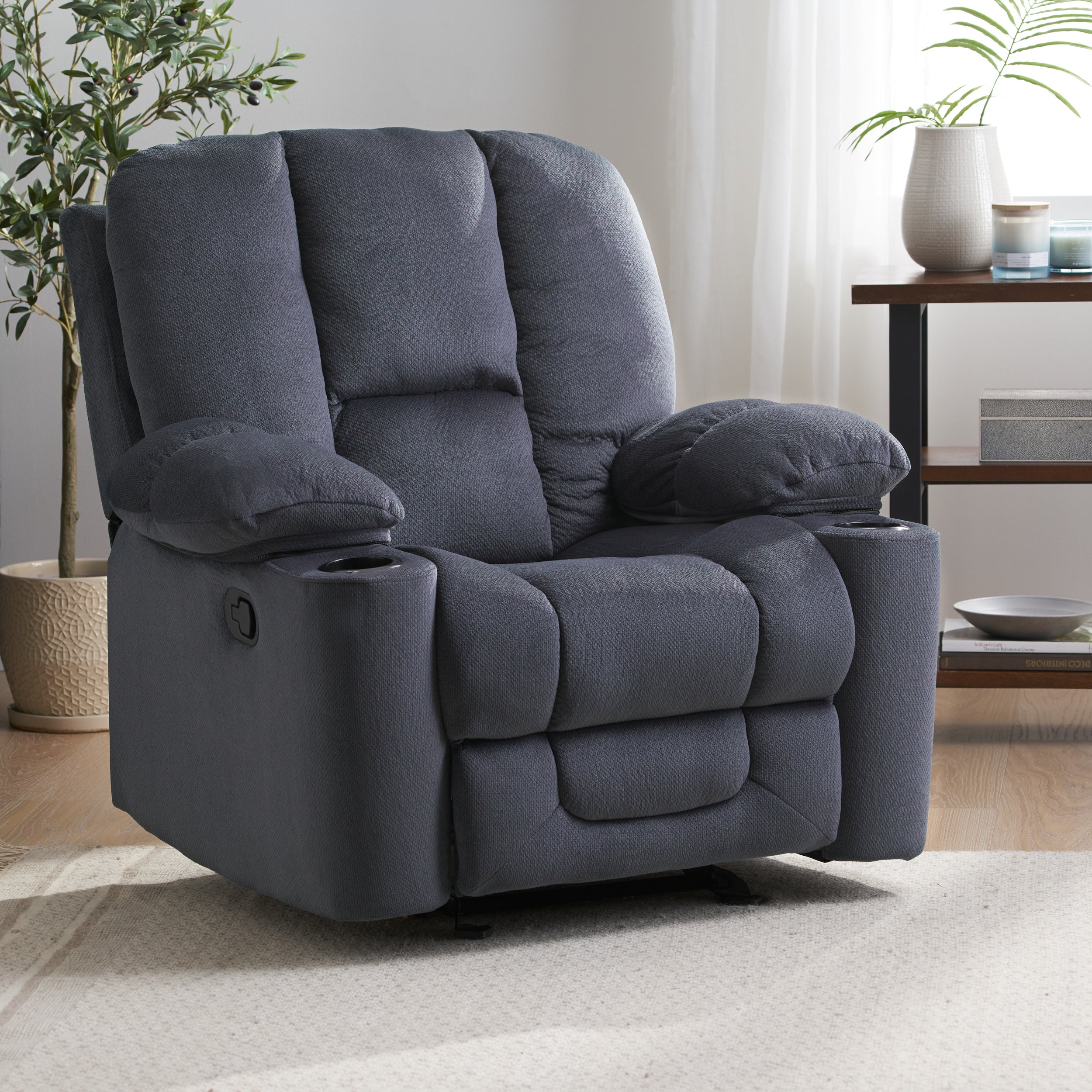 Raymond Fabric Glider Recliner Club Chair