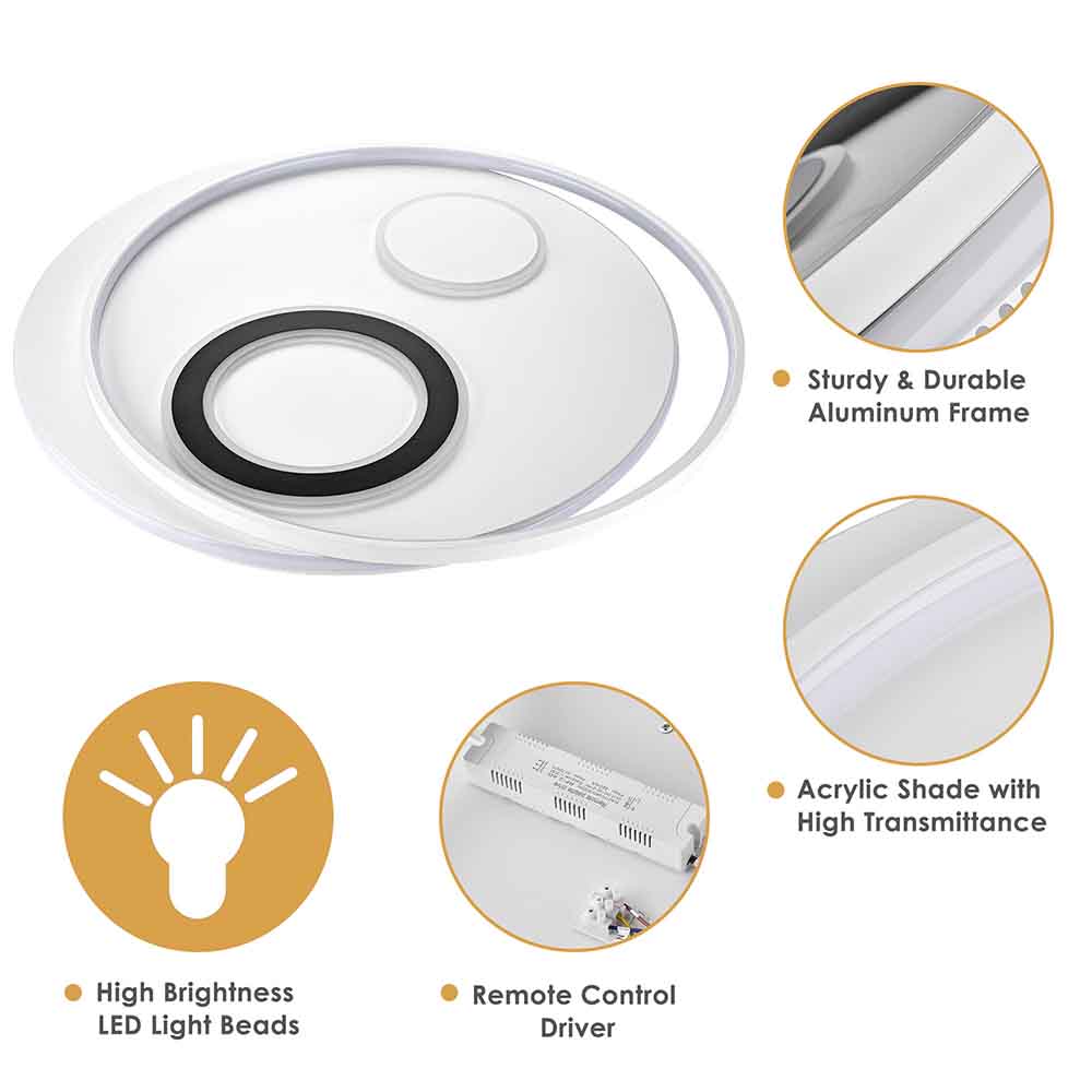 Yescom Modern Circle Ceiling Flush Light with Remote