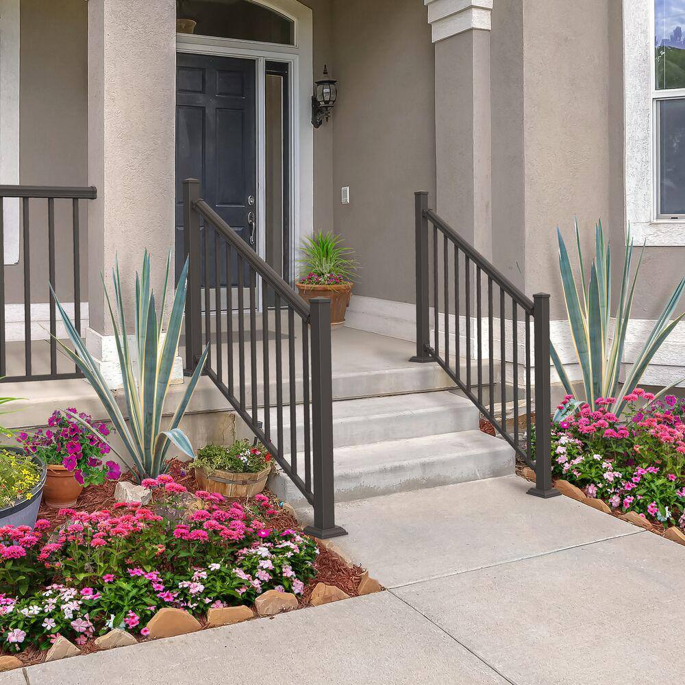 Barrette Outdoor Living VersaRail Cambridge 8 ft. x 36 in. Matte Bronze Aluminum Decorative Rail Stair Kit 73045637